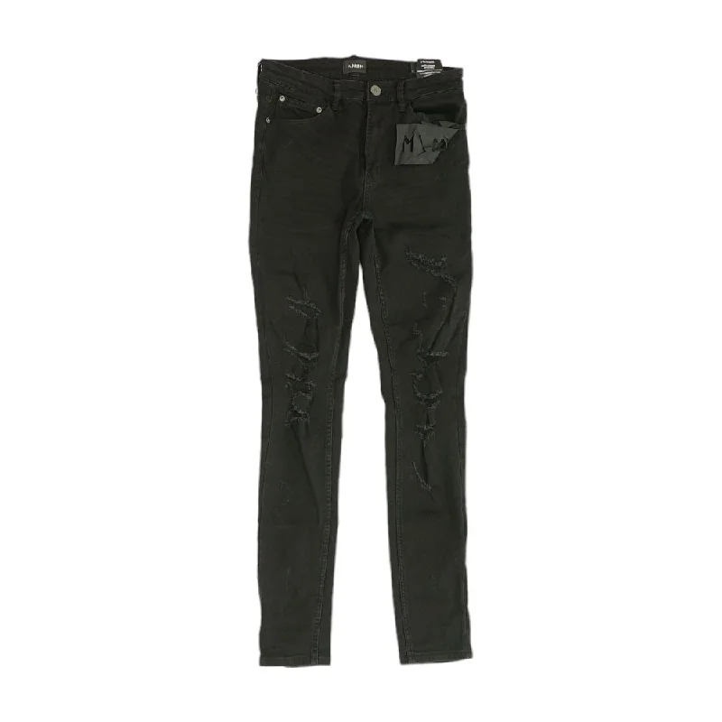 Men's Pants with Zippered PocketsBlack Solid Skinny Jeans