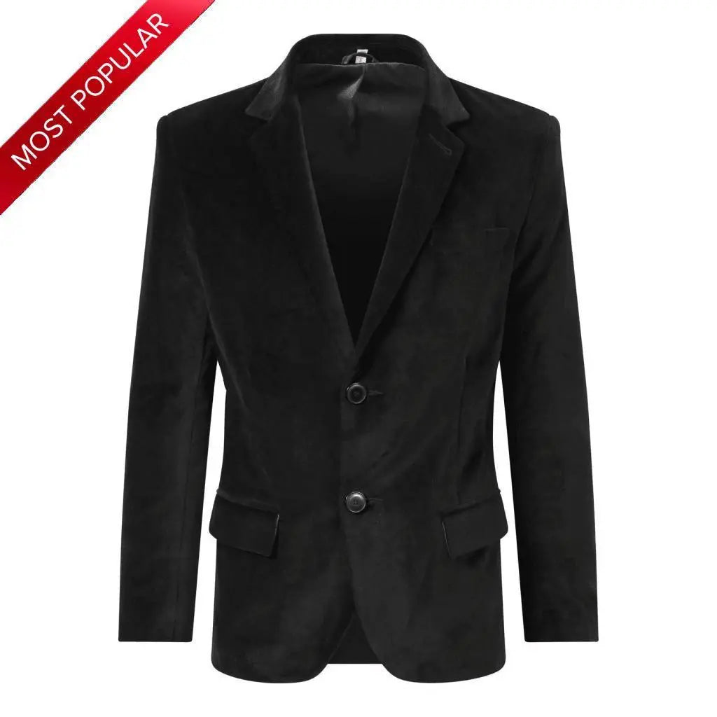 Men's Coats for SpringBlack Velvet Slim Fit Formal Blazer (G20-VELVET)