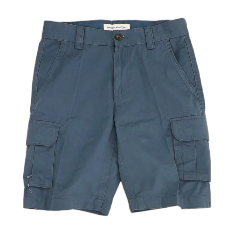 Men's Pants with Back PocketsBlue Solid Cargo Shorts