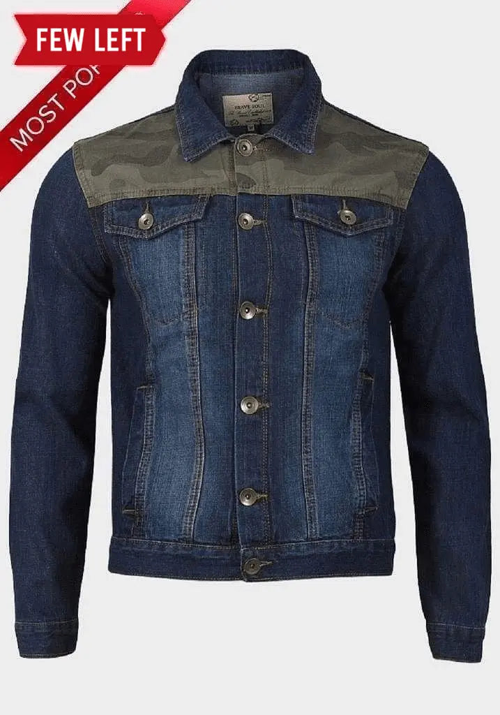 Men's Coats with LiningBrave Soul - Men's Camo Print Denim Jacket