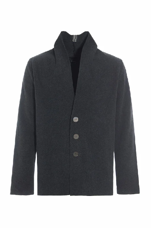 Men's Coats with Hidden PocketsCARDIGAN - 1034C - SOFT BLACK