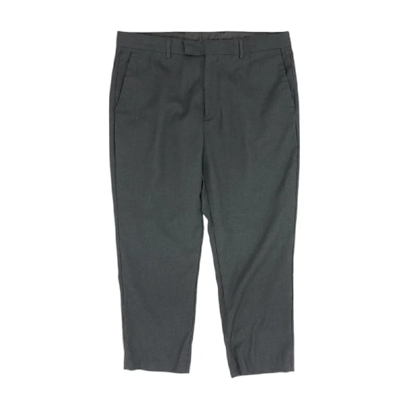 Men's Pants with Logo EmbossmentsCharcoal Solid Dress Pants