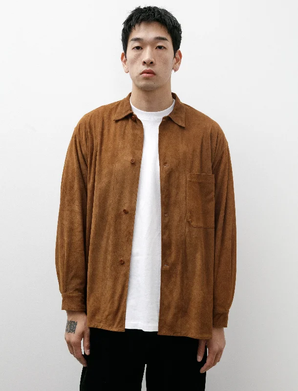 Practical Men's RaincoatsSuede Shirt Jacket Brown