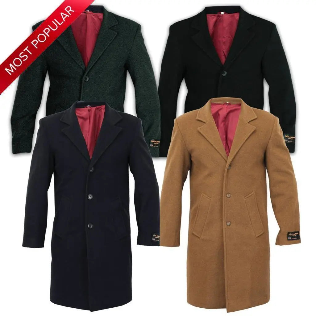 Men's Coats with Quilted LiningDe La Creme MAN - Wool & Cashmere Blend Formal Security Overcoat