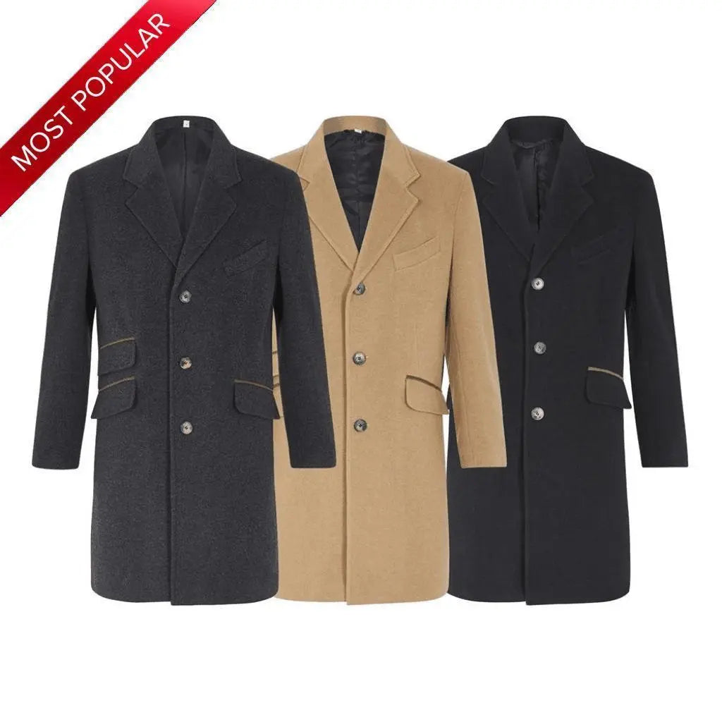 Men's Coats with Quilted LiningDe La Creme MAN - Wool Blend Single Breasted Retro Mod Coat