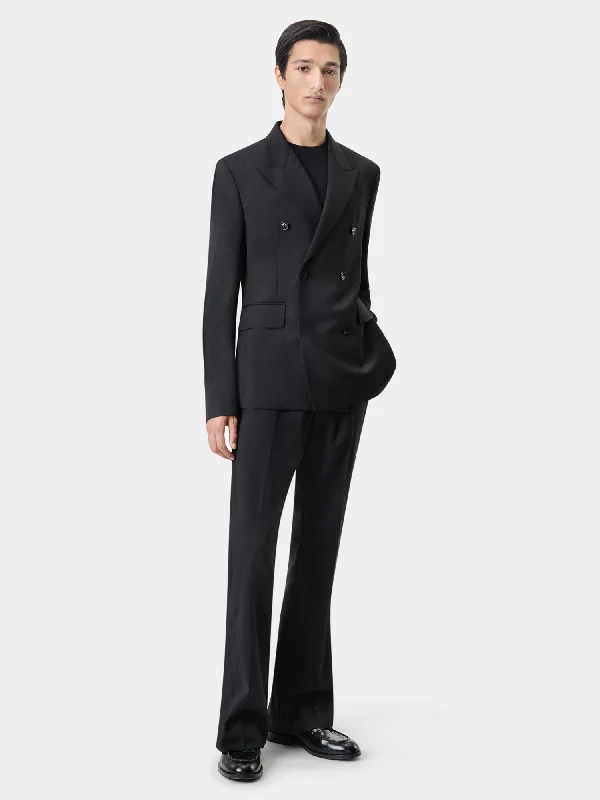 Men's Coats with Ripstop FabricDOUBLE-BREASTED BLAZER - BLACK