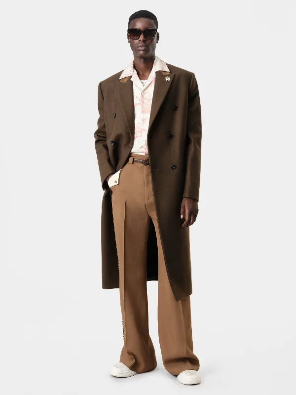 Men's Coats with Reflective StripesDOUBLE-BREASTED OVERCOAT - Dark Brown