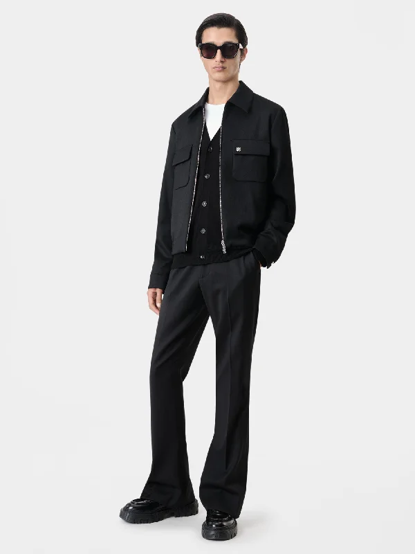 Men's Coats for HikingDOUBLE POCKET ZIP BLOUSON-BLACK