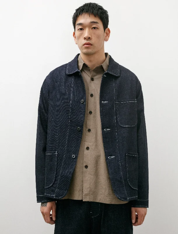 Lightweight Men's WindbreakersThree Pocket Jacket Organic Cotton Denim Indigo