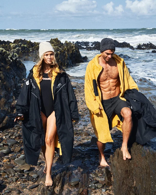 Comfortable Men's Parkas3 in 1 Recycled Changing Robe - Black/Yellow