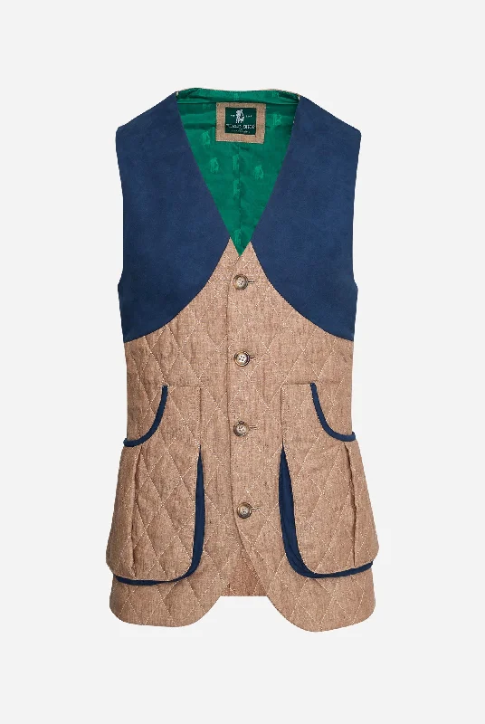 Casual Men's Bomber JacketsGordon Field Vest in Tan Quilted Linen