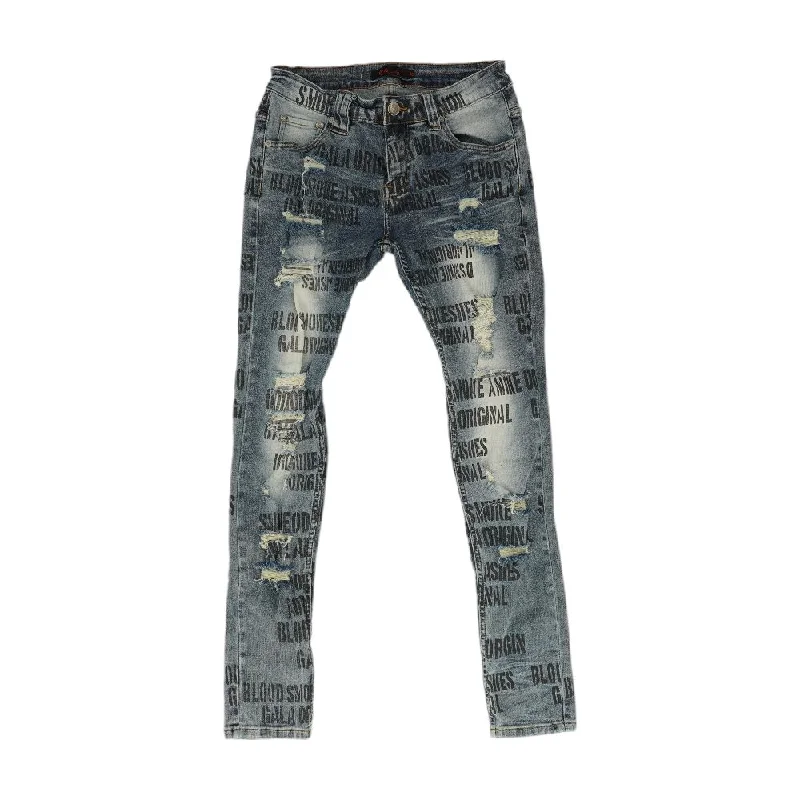 Men's Pants with Patchwork PatternsGraphic Skinny Jeans