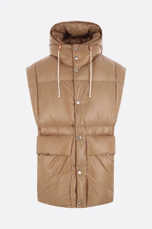 Men's Coats with Convertible Collarsrecycled nylon oversize sleeveless down jacket