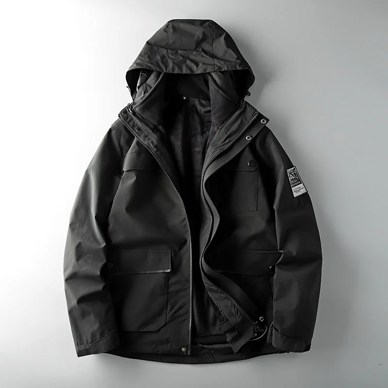 Men's Coats for Skinny Men#KLZD-909# 情侶三合一可拆卸搖絨外套