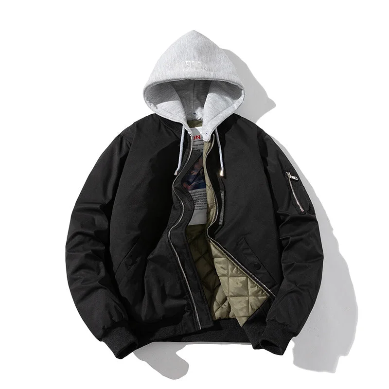 Men's Coats with Velcro Closures#313B-GF987# 潮品秋冬外套加棉