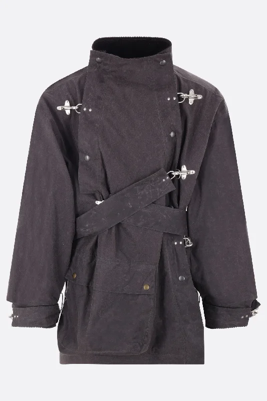 Men's Coats with Military InfluenceAntifa Darkettone waxed cotton anorak jacket