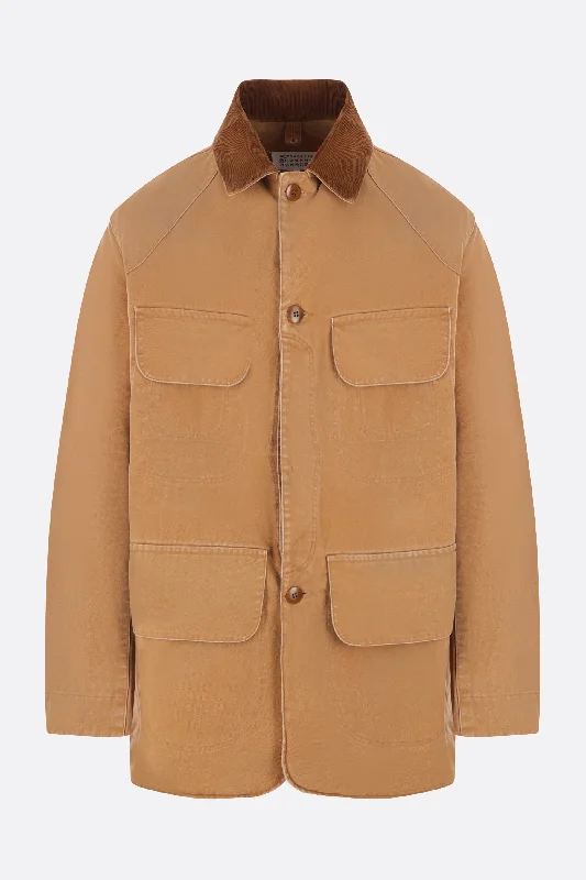 Men's Coats Made in Italycorduroy collar canvas caban