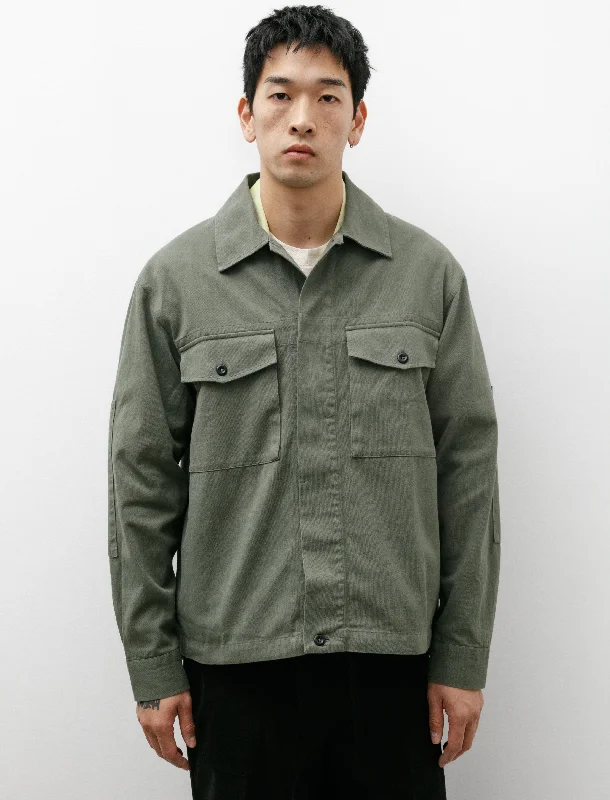 Men's Coats with Patchwork DesignsMHL Drawcord Jacket Cotton Hemp Uniform Green