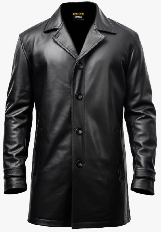 Durable Men's Car CoatsMen Leather Coat - Black Leather Coat-Leatheroxide