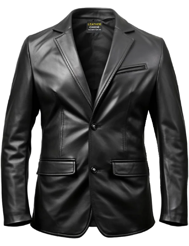 Trendy Men's Anorak JacketsMen Leather Coat Button Style