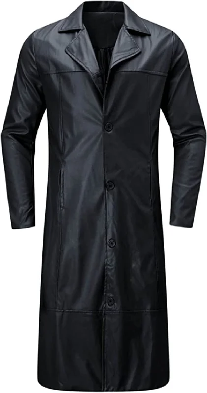 Modern Men's Field JacketsMen leather long coat