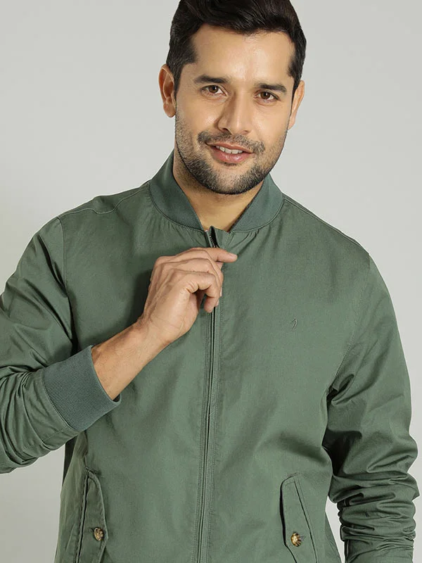 Men's Coats with Tactical FeaturesMen Solid Full Sleeve Bomber Jacket