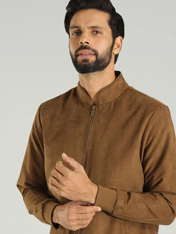 Men's Coats with Breathable FabricMen Solid Full Sleeve Bomber Jacket
