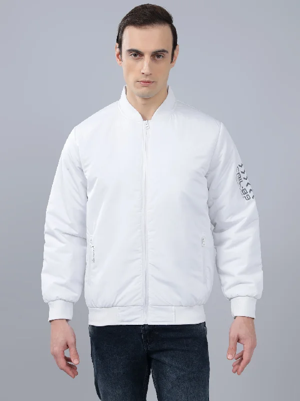 Men's Coats for Ice FishingMen's White Solid Mock Neck Winter Jacket