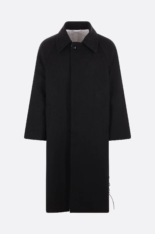Men's Coats with Belted WaistsNuku striped wool coat