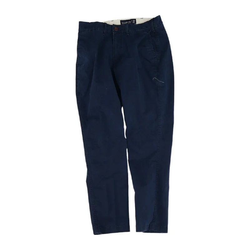 Men's Pants with Shallow PocketsNavy Solid Chino Pants