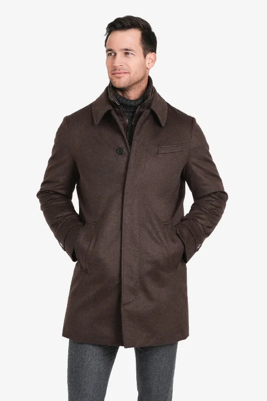 Men's Coats with Vintage StylePure Cashmere Euro Coat, Brown