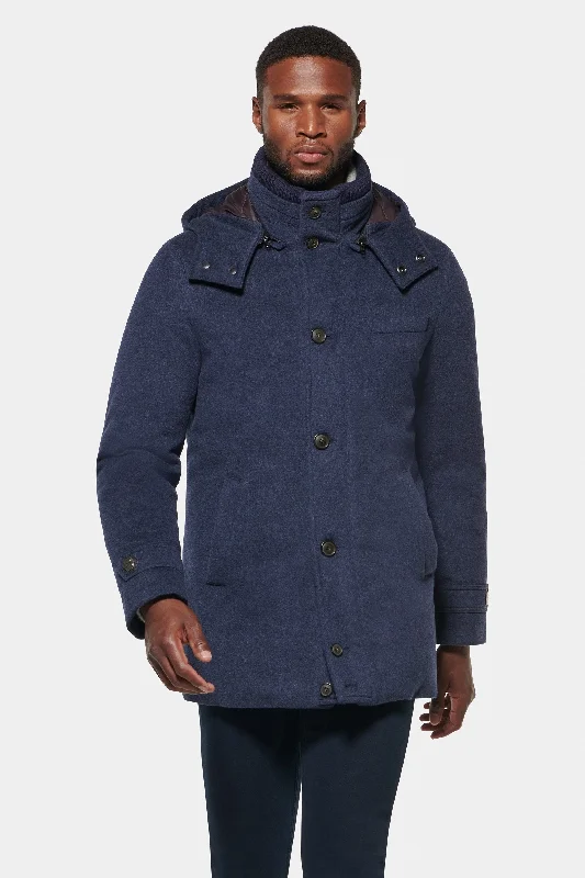 Men's Coats for SkiingPure Cashmere Hooded Parka, Imperial Blue