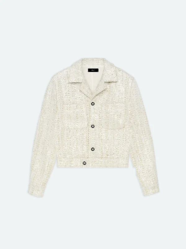 Winter-Ready Men's CoatsSEQUIN BOUCLE SHIRT JACKET - Alabaster