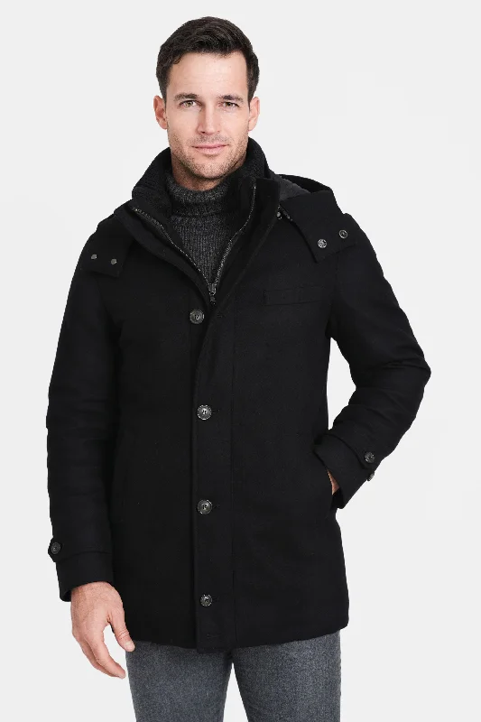 Men's Coats for Rainy WeatherCity Active Hooded Parka, Black