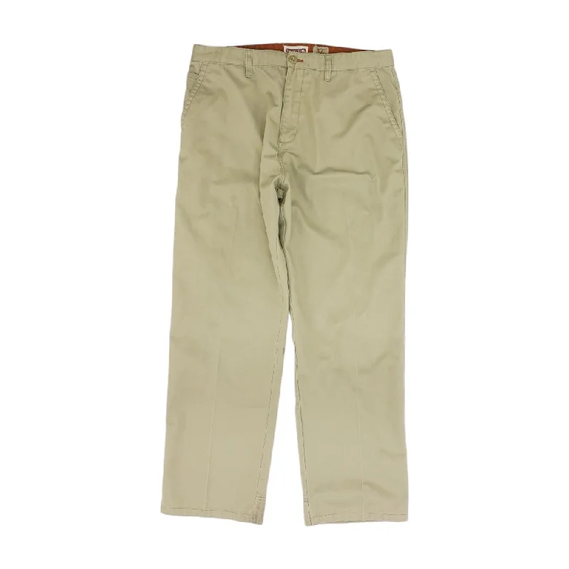 Men's Pants with Faux Leather PatchesTan Solid Chino Pants