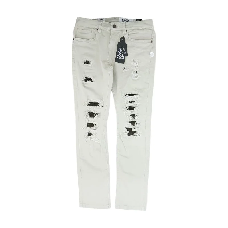 Men's Pants with Zippered PocketsTan Solid Slim Jeans