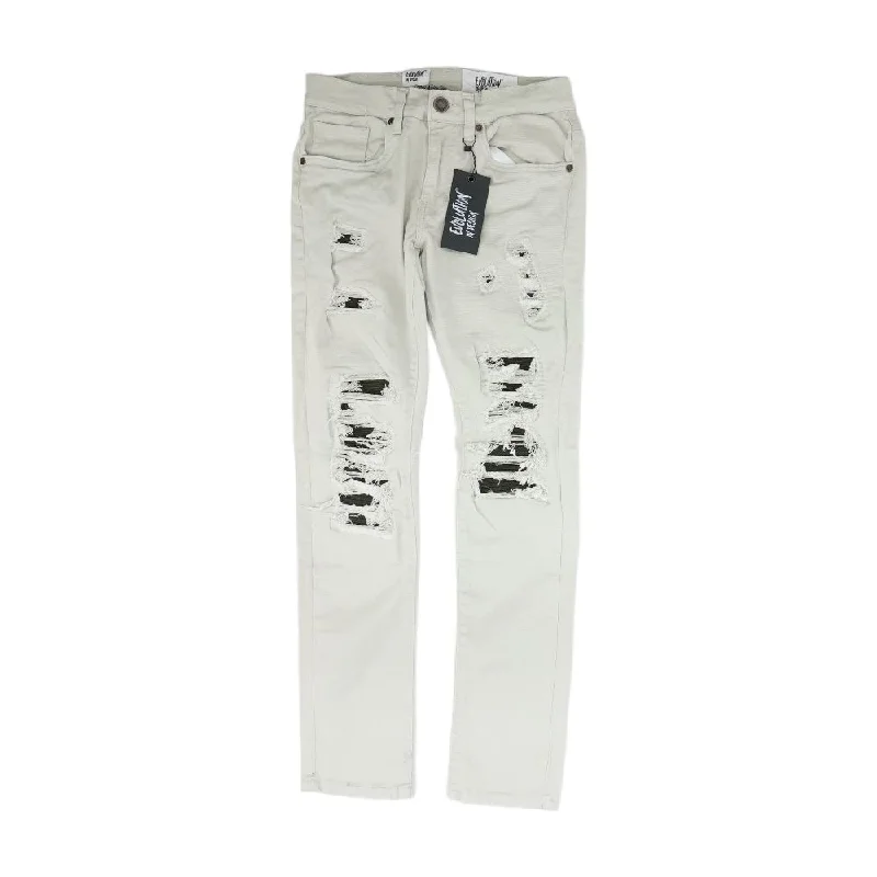 Men's Pants with Hidden PocketsTan Solid Slim Jeans