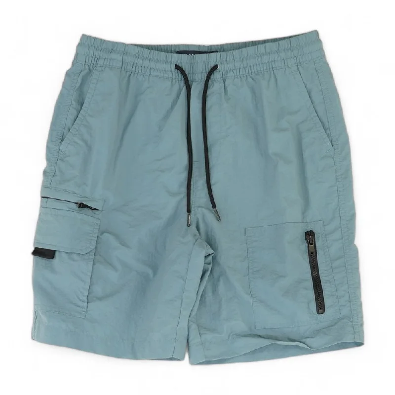 Men's Pants with Patchwork PatternsTeal Solid Active Shorts