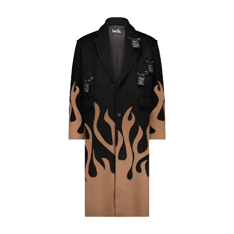 Men's Coats with ButtonsUP IN FLAMES OVERCOAT