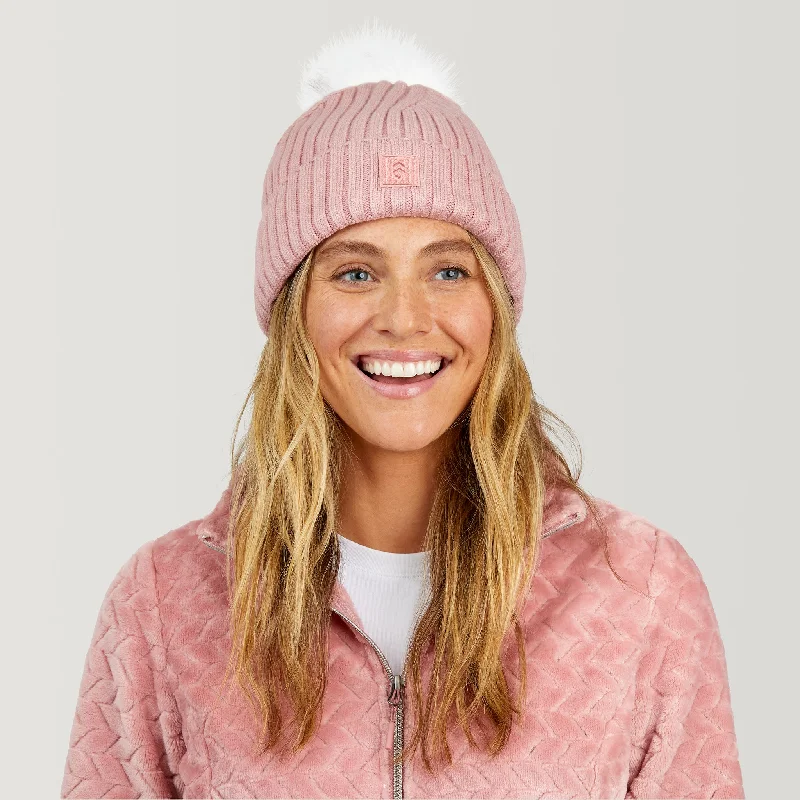 Men's Coats for Every OccasionWomen's Rib Knit Cuffed Beanie with Pom