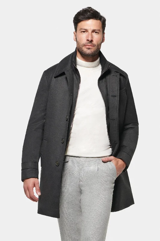 Men's Coats for Tall MenWool Silk Euro Coat, Dark Graphite