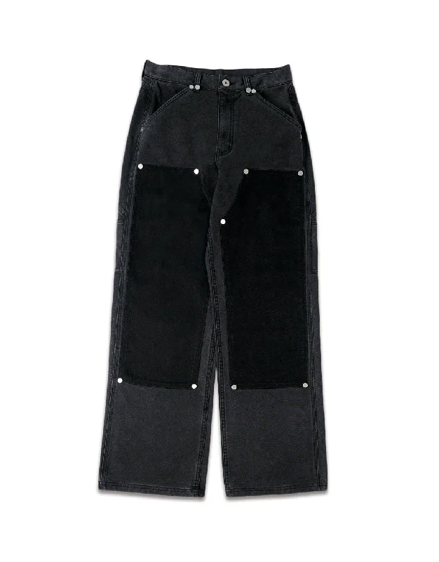 Men's Pants with Stretchable Fabric for Flexibility1997shell Metal Rivets Work Pants(Black)