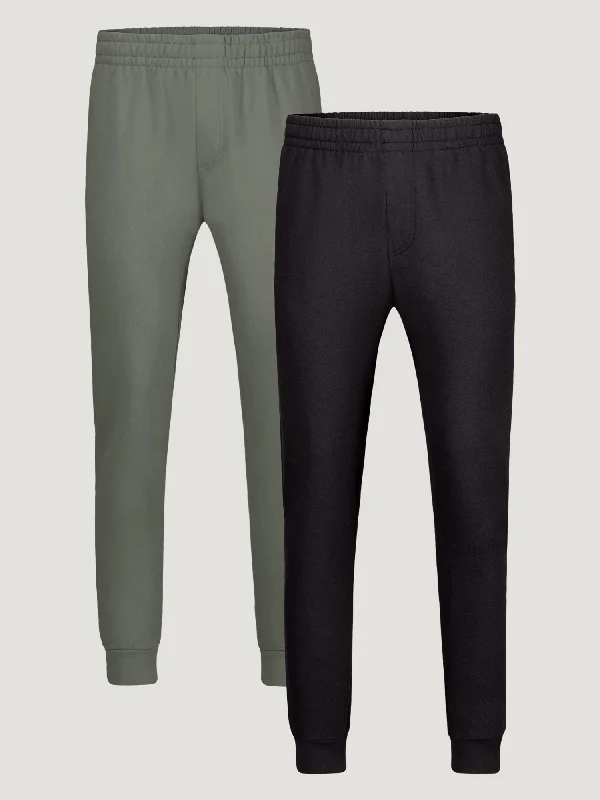 Men's Patterned Pants with ChecksBlack + Mercury Green Fleece Sweatpants Foundation 2-Pack