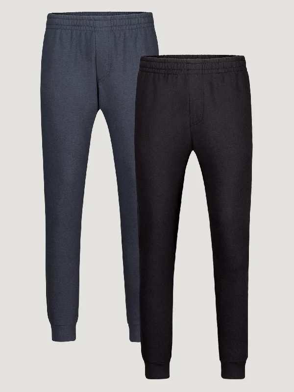 Men's Pants with Contrast StitchingBlack + Odyssey Blue Fleece Sweatpants Essentials 2-Pack