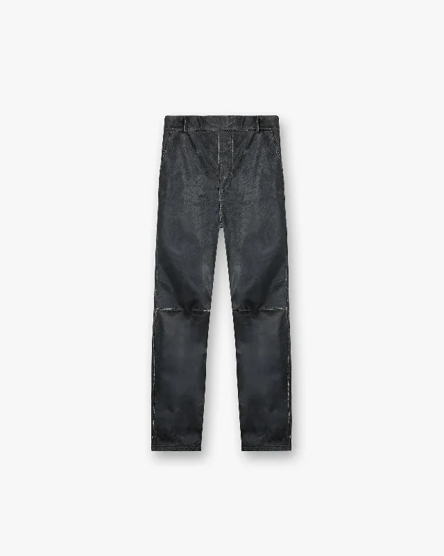 Men's Pants with Cargo PocketsDistressed Leather Pant - Black