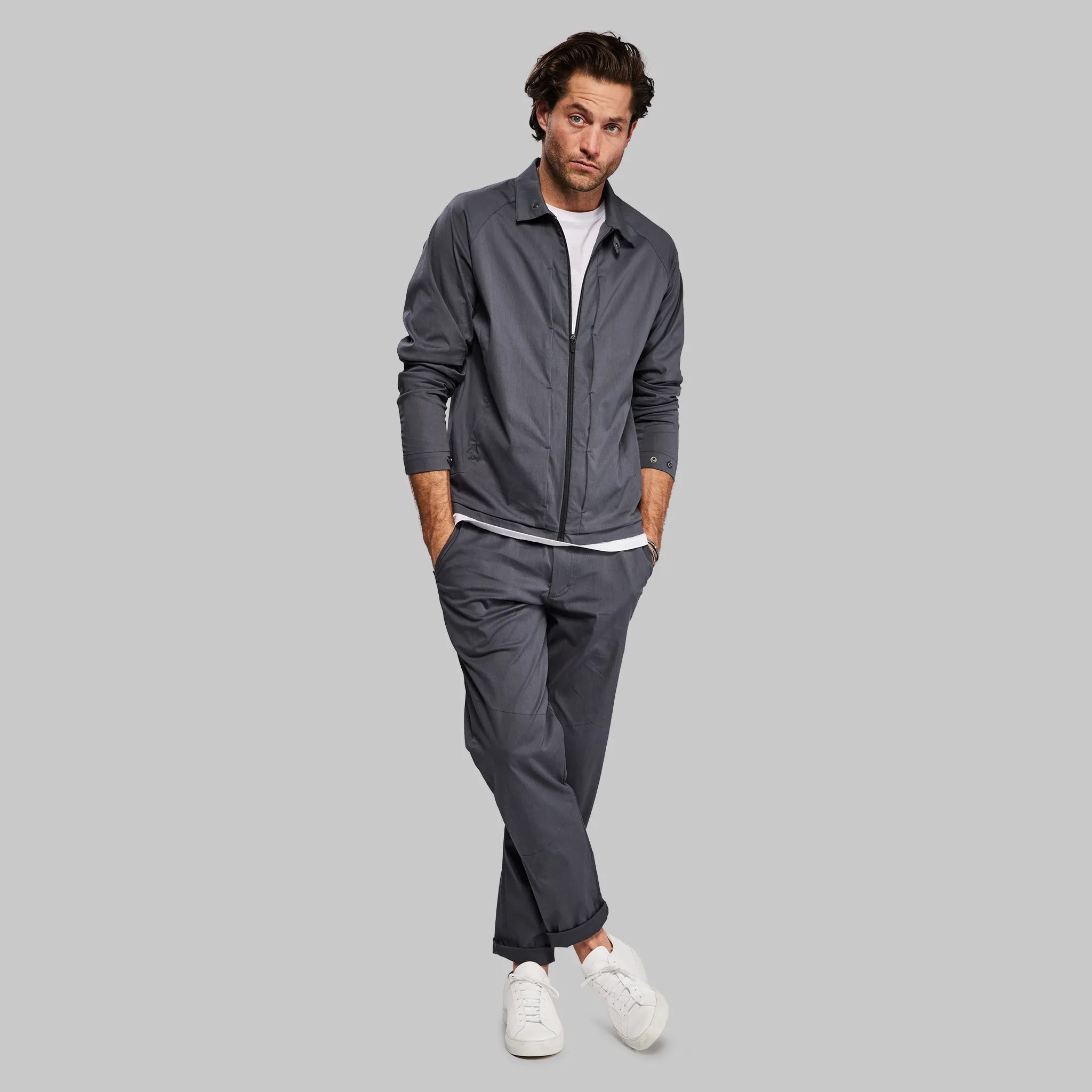 Men's Button-Fly Pants for a Traditional TouchEquator Pants. Slate Blue edition