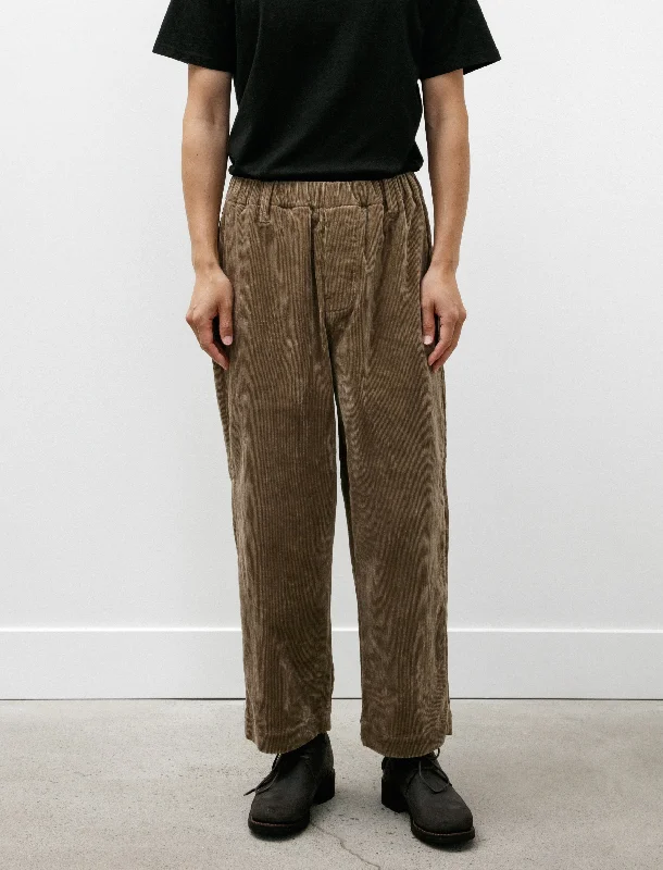 Men's Pants with Logo EmbossmentsElastic Pant Natural Dye Cotton Hemp Corduroy Galnut/Iron