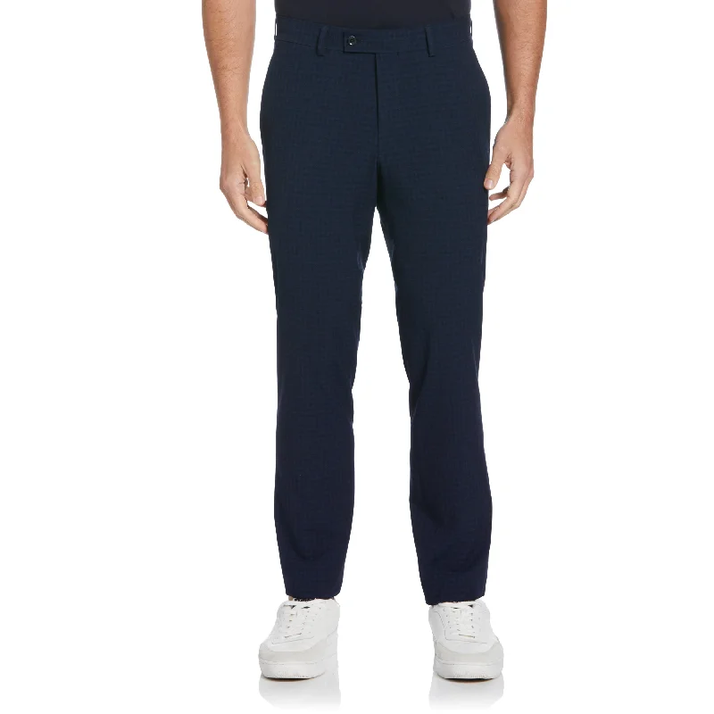 Warm Men's Fleece-Lined PantsFiber Dyed Compact Plaid Dress Pants