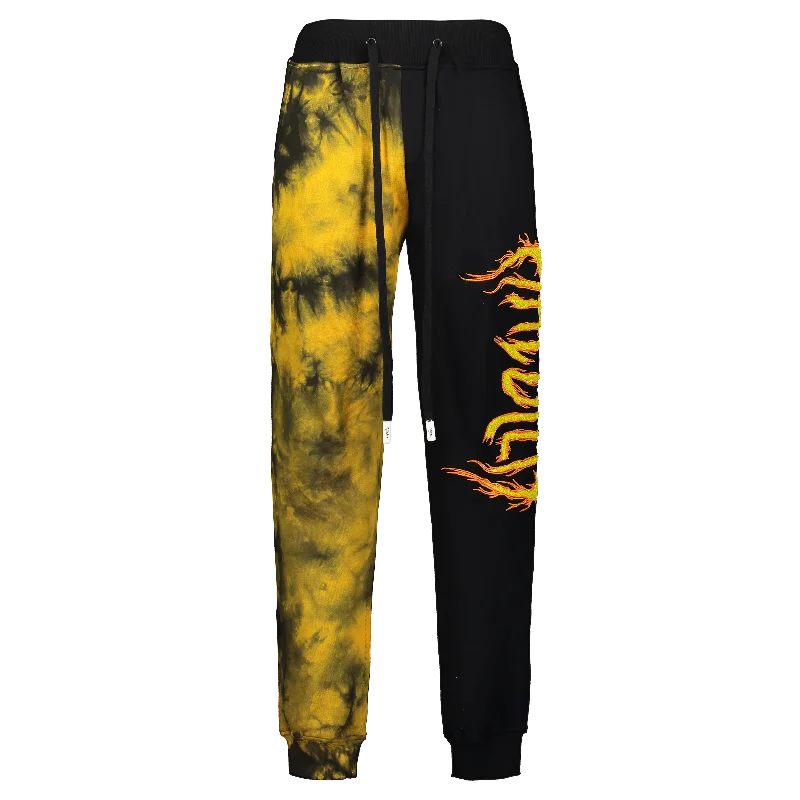 Men's Running Pants for ExerciseFLAMES KNIT JOGGER BLACK/ORANGE