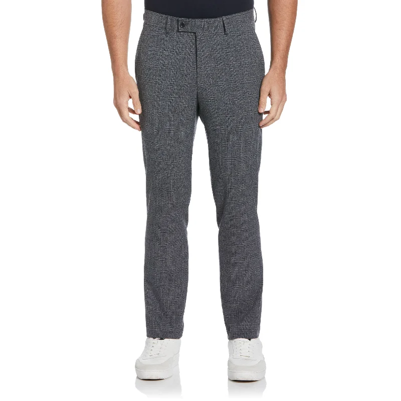 Men's Pants with Slant PocketsFlat Front Plaid Dress Pant